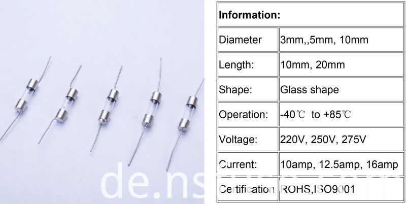 2016 Top Sell High Voltage Glass Tube Fuse for Home Appliances